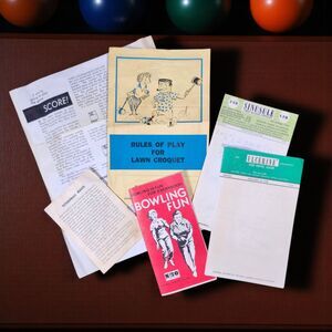 Vintage Sports Game Ephemera Lot 1960s–70s Bowling Croquet Tetherball Ads
